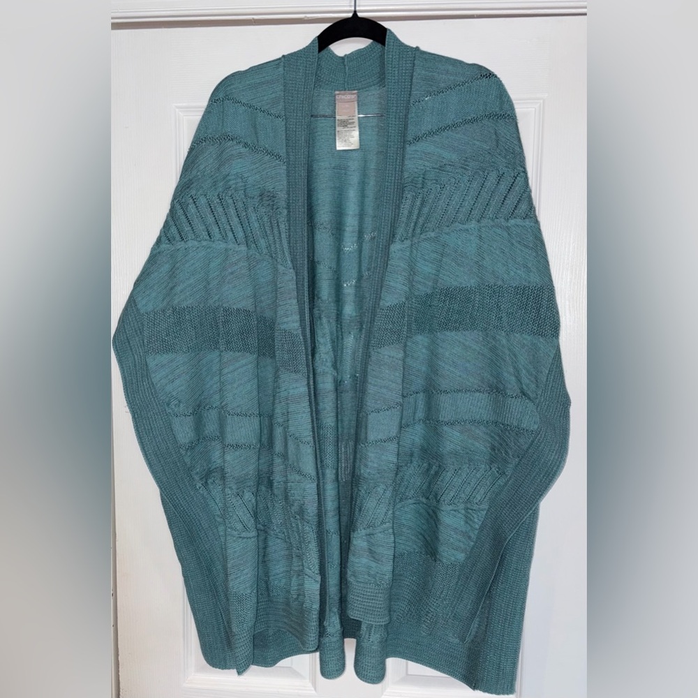 Chico's Teal Open-Front Knit Cardigan women size L/XL